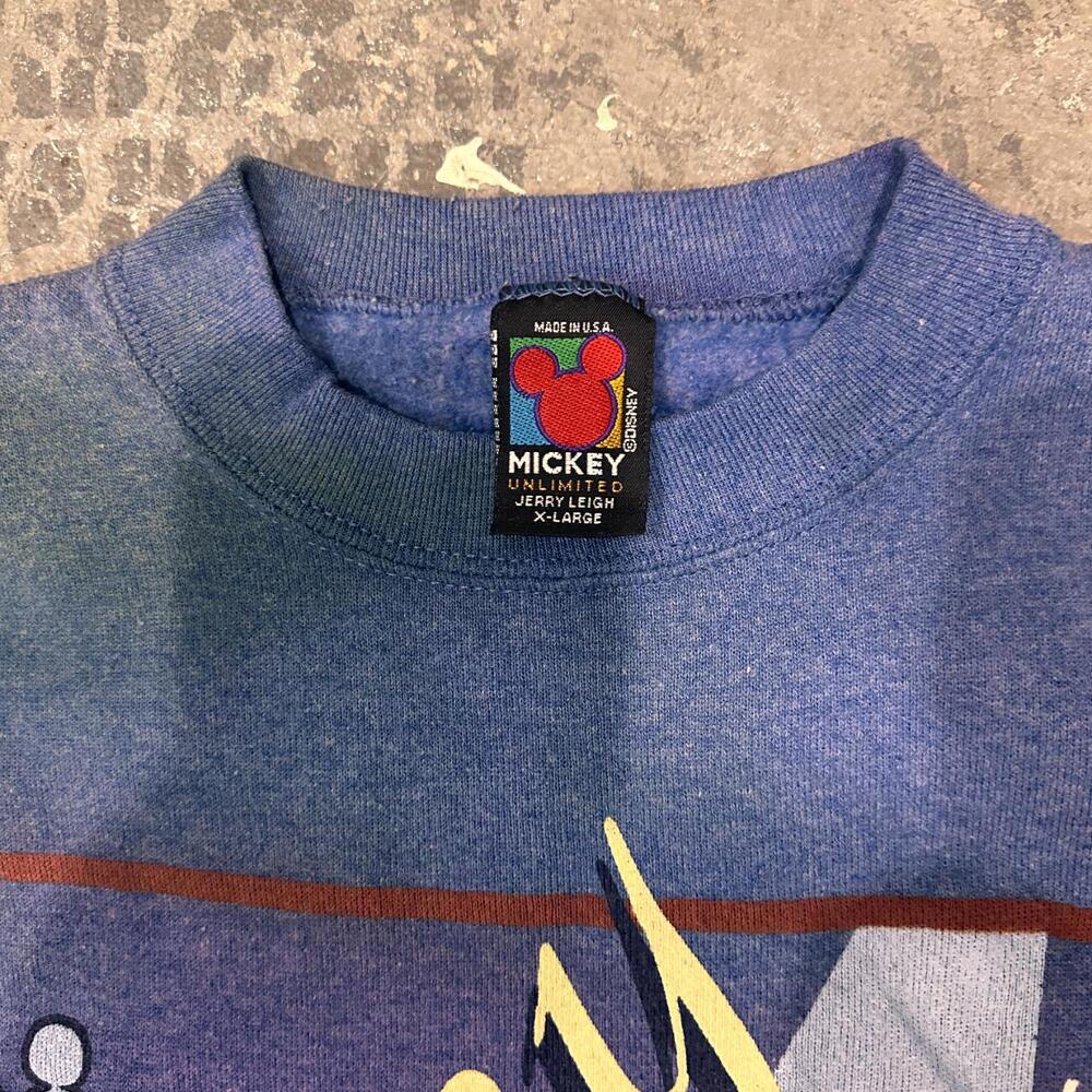 Vintage 90s Mickey Mouse Crewneck Sweatshirt Print Logo Blue Color Unisex - Picture 4 of 6
